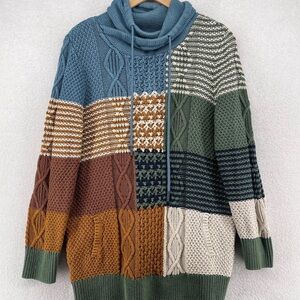 L.L. Bean Multicolor Patchwork Sweater Size L